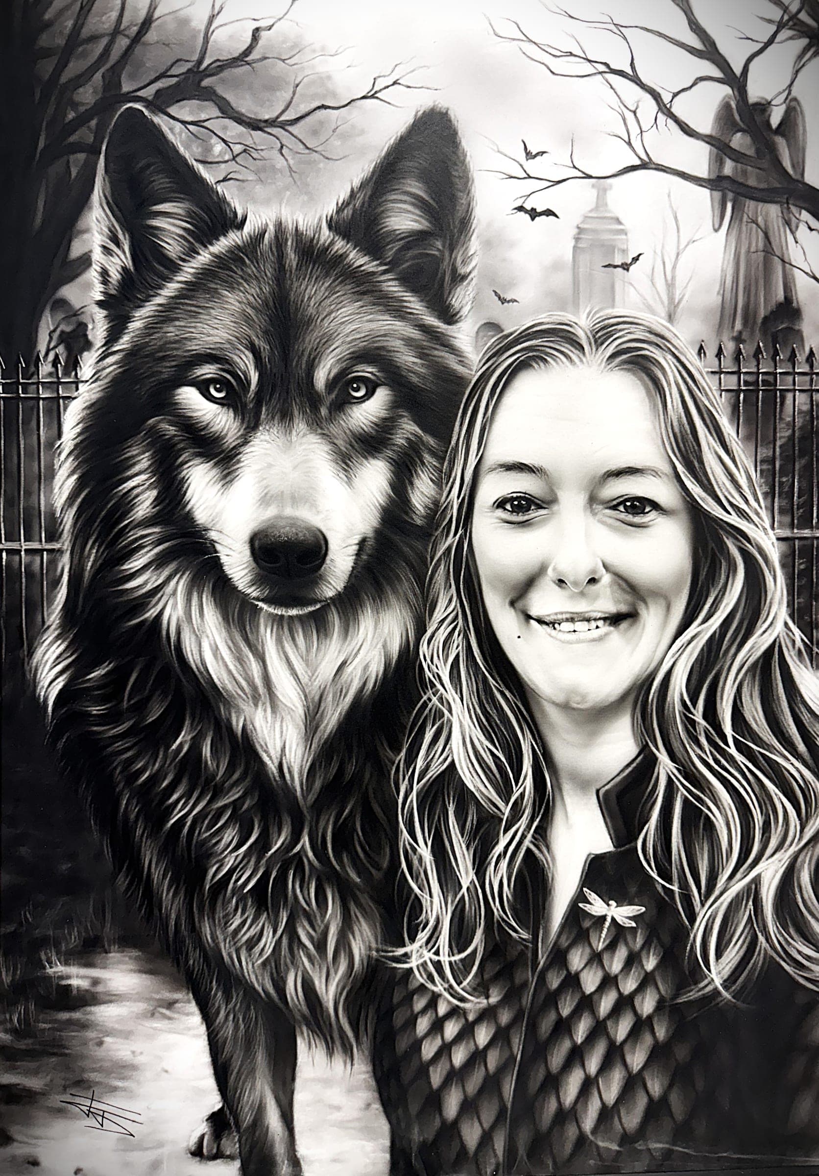 Chica Lobo — Aerografía sobre lienzo