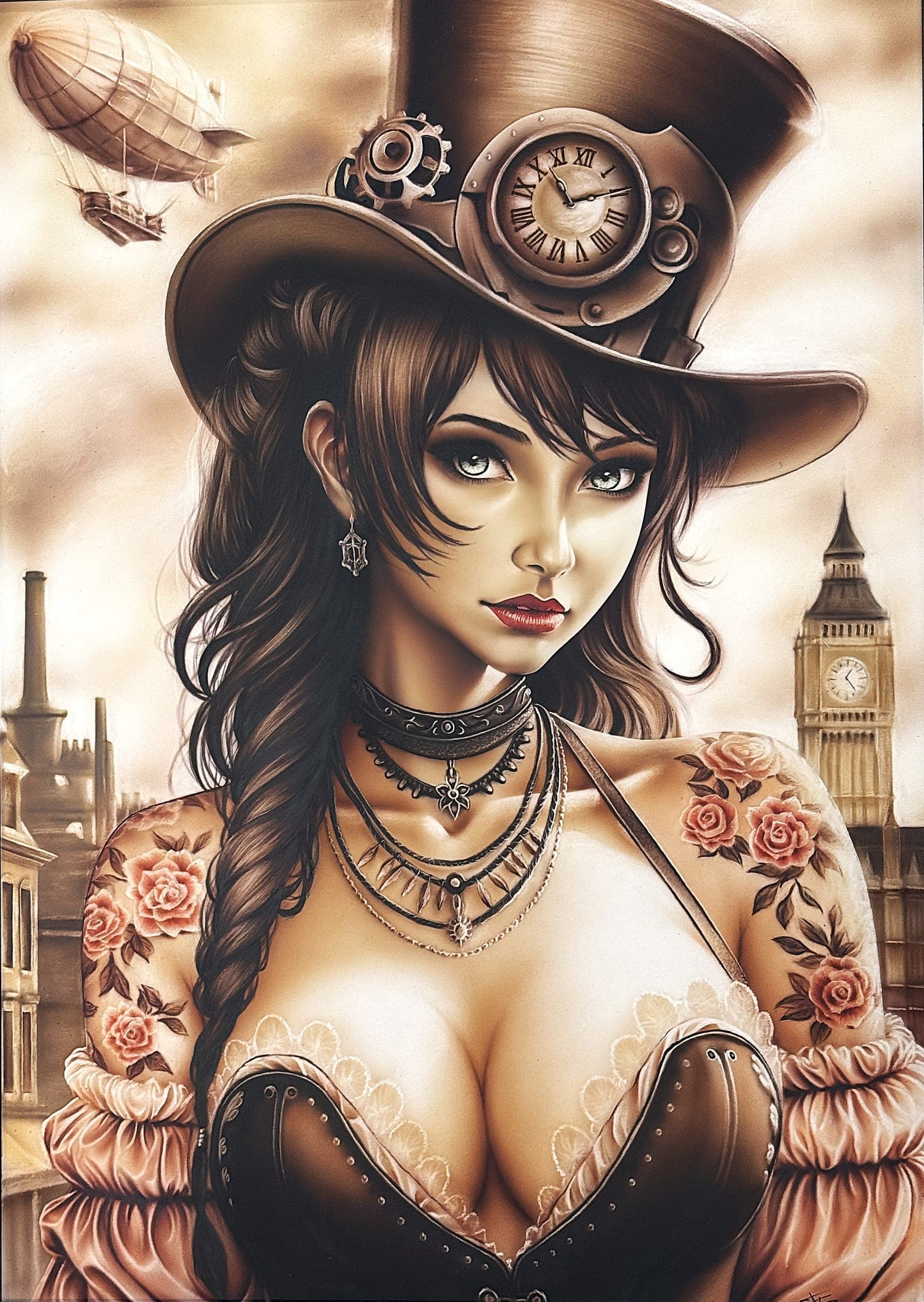 Victoria — Aerografía sobre cartón ilustración